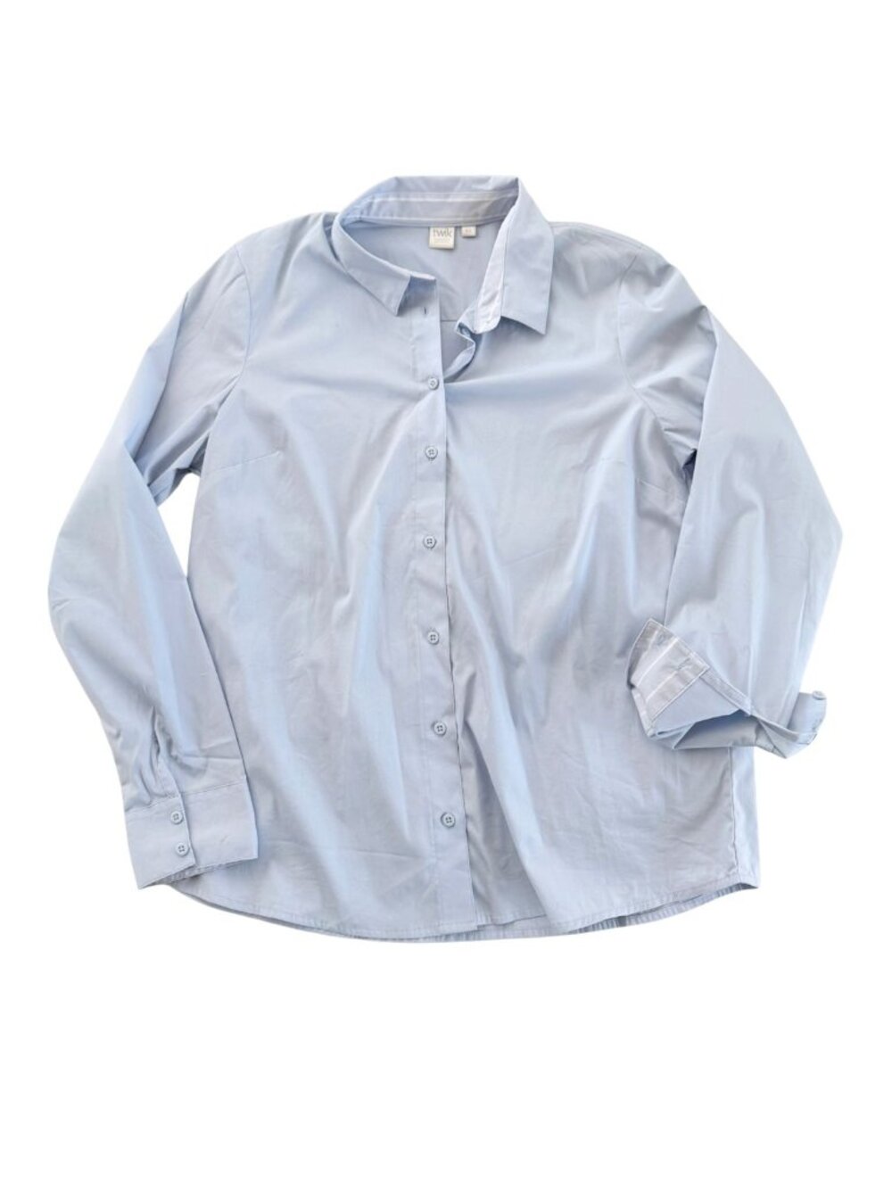 Twik Light Blue Dress Shirt Striped Cuffs Sz L